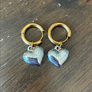 Chic Gold and Silver Heart Earrings